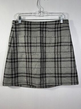 J.Crew Factory Womens Grey Plaid Mini Skirt Size 6‎ Dark Academia Preppy A-Line